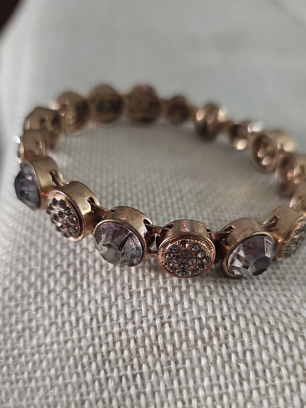 Classic Rose Gold Crystal Stretch Bracelet - Pink Crystal